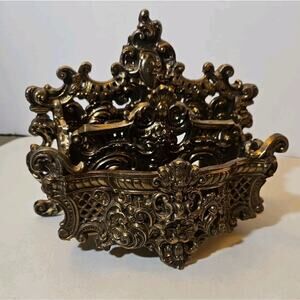 Antique Vintage Brass Art Nouveau Art Deco Letter Mail Holder Desk Accessory